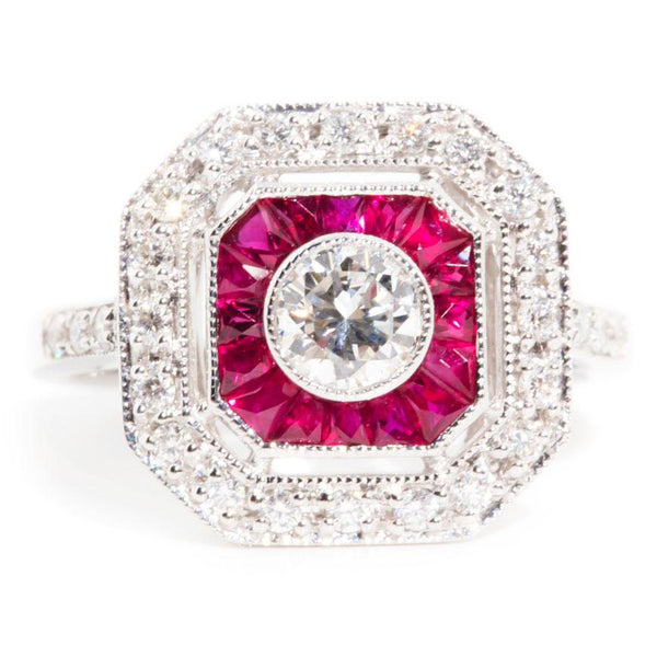 Cruz Certified 0.38 Carat Diamond & Ruby Vintage Art Deco Ring*Gemmo $4145 GTG Rings Imperial Jewellery Imperial Jewellery - Hamilton