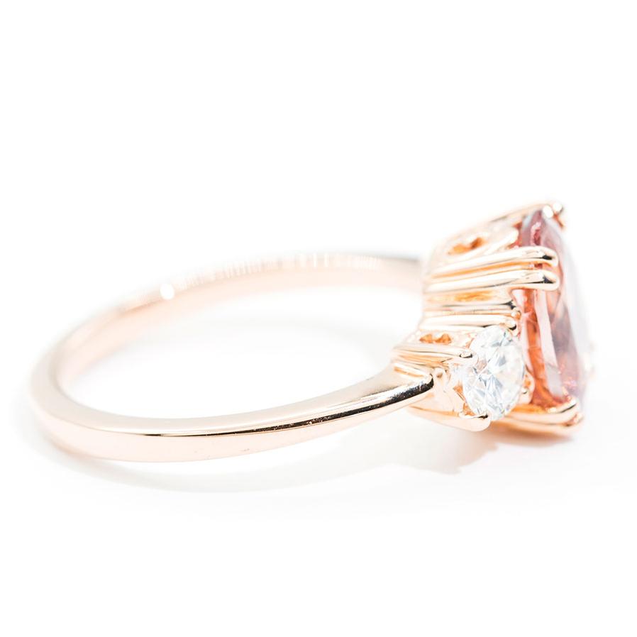 Cuba 2.33 Carat Morganite and Diamond Three Stone Rose Gold Ring Rings Imperial Jewellery - Auctions, Antique, Vintage & Estate