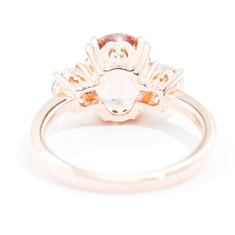 Cuba 2.33 Carat Morganite and Diamond Three Stone Rose Gold Ring Rings Imperial Jewellery - Auctions, Antique, Vintage & Estate