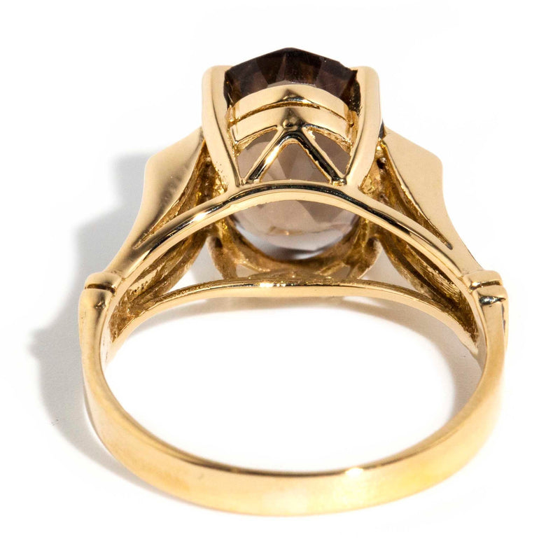 Dante 1970s Smokey Quartz Ring 9ct Gold Rings Imperial Jewellery 