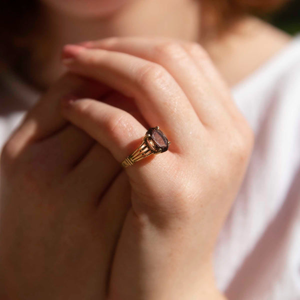 Dante 1970s Smokey Quartz Ring 9ct Gold Rings Imperial Jewellery 