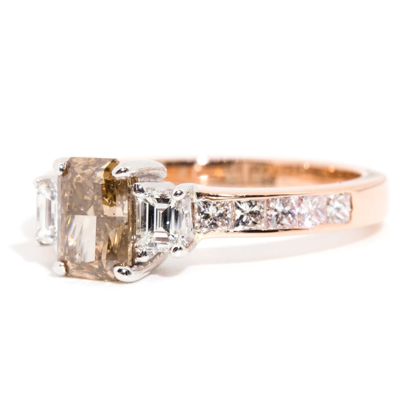 Danyel 18ct Rose Gold Certified Radiant Cut Cognac Diamond Ring Rings Imperial Jewellery
