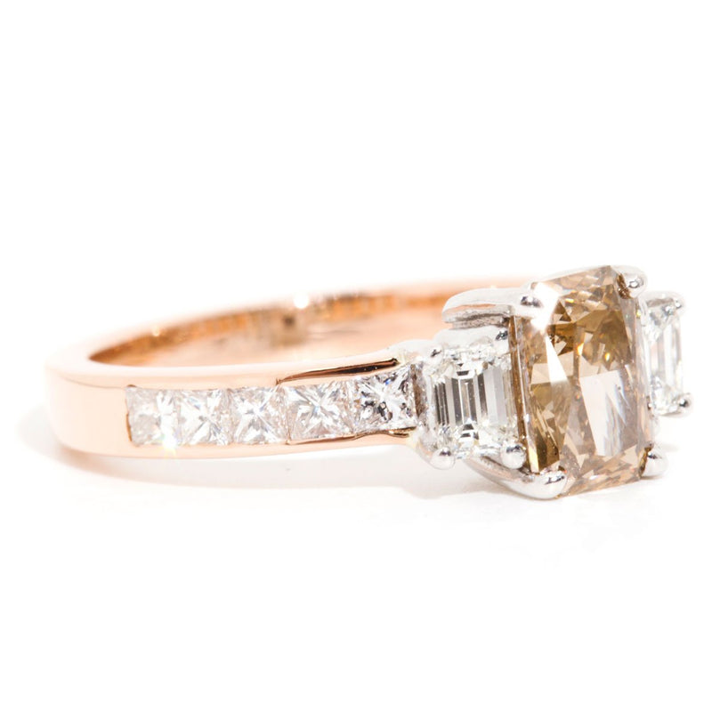 Danyel 18ct Rose Gold Certified Radiant Cut Cognac Diamond Ring Rings Imperial Jewellery