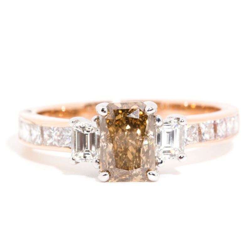 Danyel 18ct Rose Gold Certified Radiant Cut Cognac Diamond Ring Rings Imperial Jewellery Imperial Jewellery - Hamilton