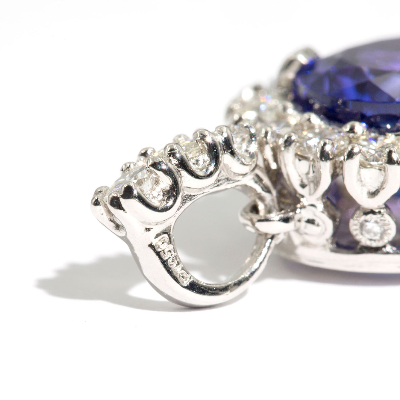 Daphne 8.16ct Tanzanite and Diamond Halo Platinum Pendant Pendants/Necklaces Imperial Jewellery - Auctions, Antique, Vintage & Estate