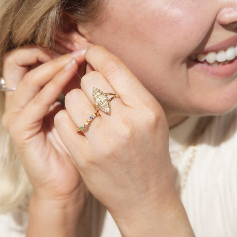 Davina Multicolour Chevron Ring 22ct Gold Rings Imperial Jewellery 