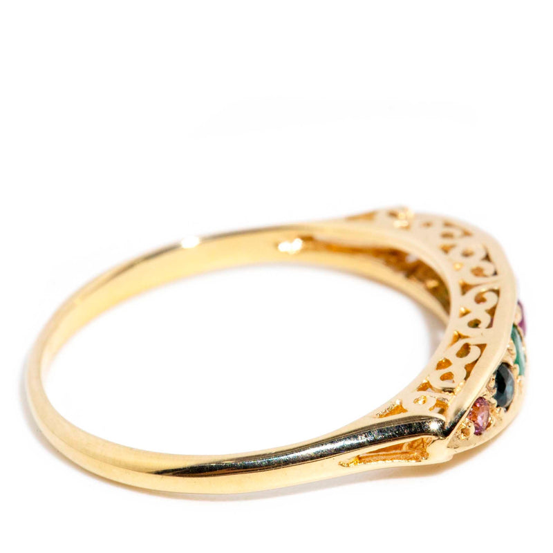 DEAREST 1980s Gemstone Filigree Ring 9 Carat Gold* OB Rings Imperial Jewellery 