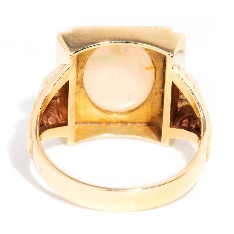 Diana Circa 1940s Crystal Opal Ring 9ct Yellow Gold Rings Imperial Jewellery 