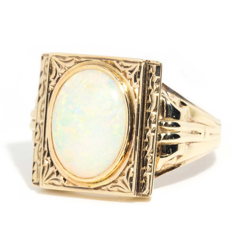 Diana Circa 1940s Crystal Opal Ring 9ct Yellow Gold Rings Imperial Jewellery 