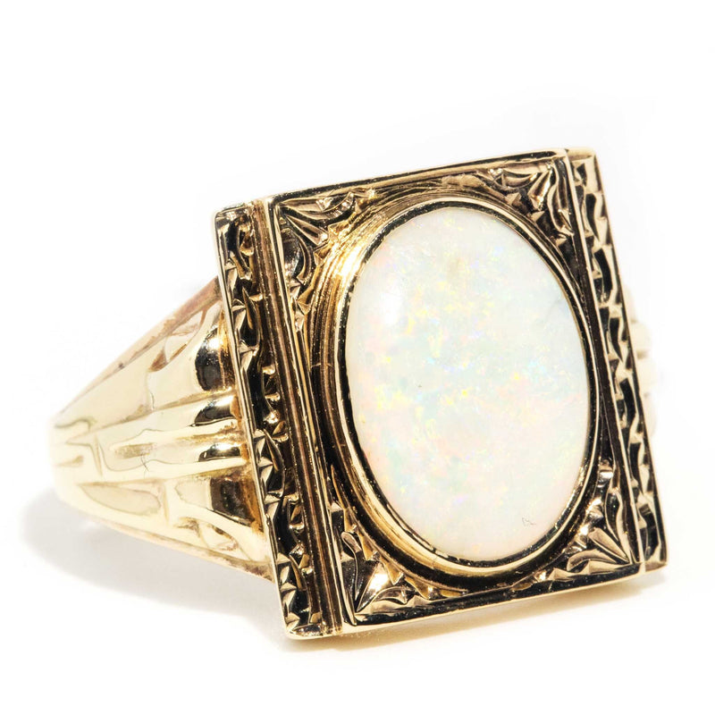 Diana Circa 1940s Crystal Opal Ring 9ct Yellow Gold Rings Imperial Jewellery 