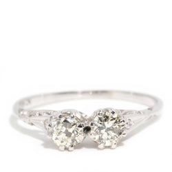 Dinah 18ct Gold & Platinum Twin Diamond Ring WIP Rings Imperial Jewellery Imperial Jewellery - Hamilton 