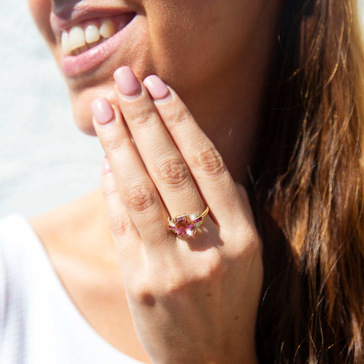 Dorothy 4.21ct Pink Tourmaline Ruby & Diamond 18ct Gold Ring* GTG Rings Imperial Jewellery