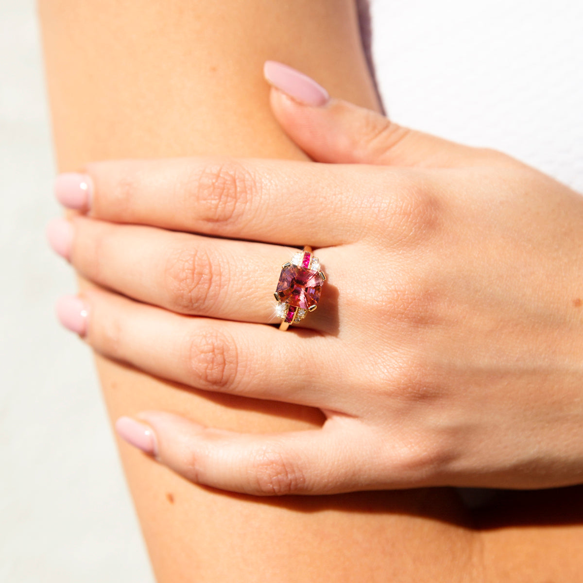 Dorothy 4.21ct Pink Tourmaline Ruby & Diamond 18ct Gold Ring* GTG Rings Imperial Jewellery