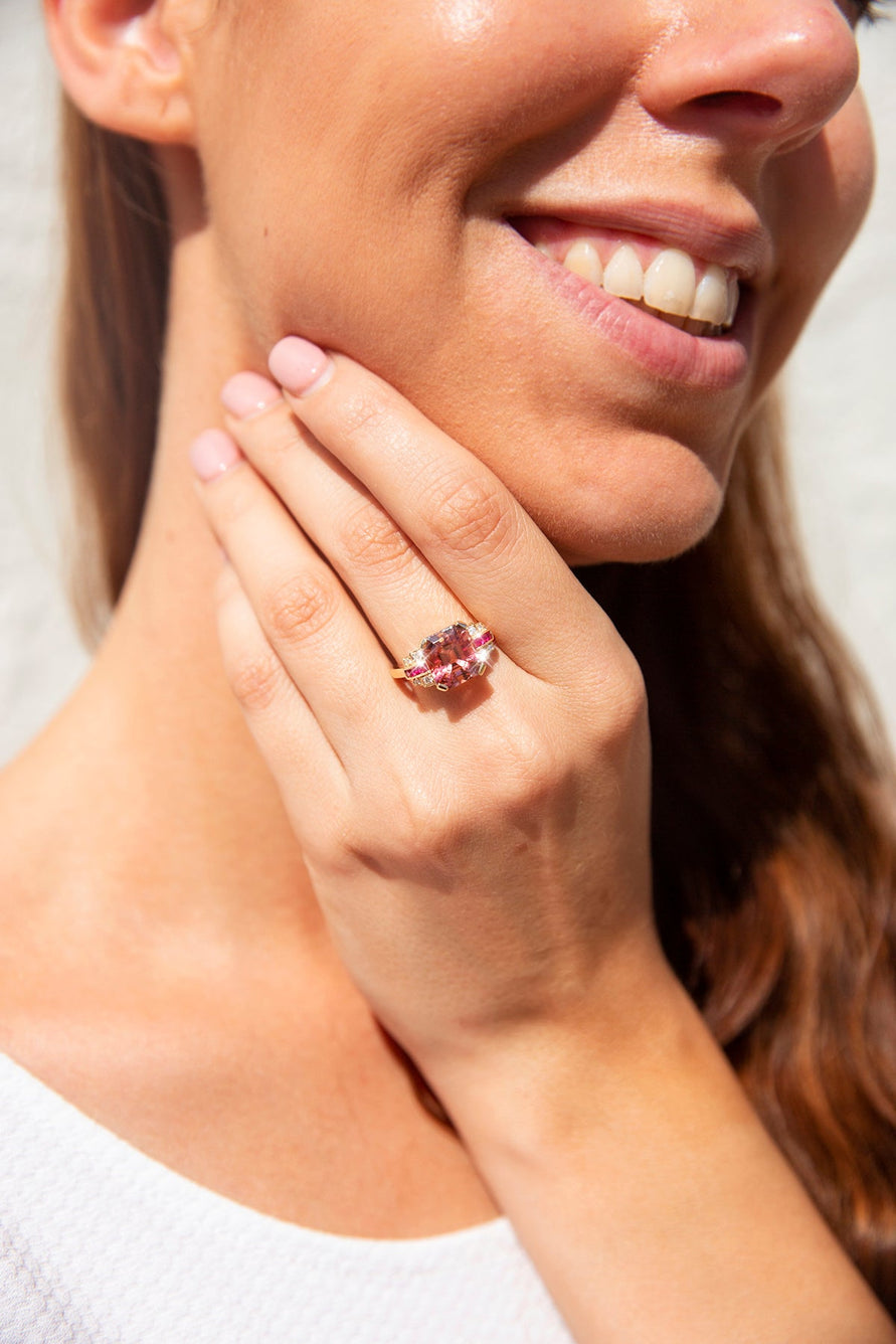 Dorothy 4.21ct Pink Tourmaline Ruby & Diamond 18ct Gold Ring* GTG Rings Imperial Jewellery