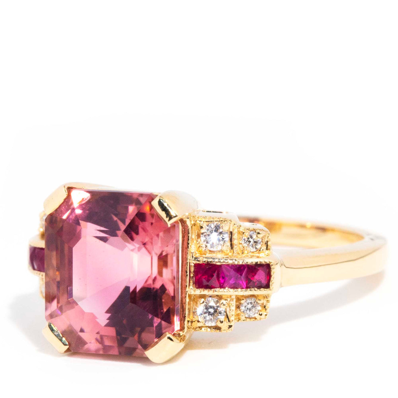 Dorothy 4.21ct Pink Tourmaline Ruby & Diamond 18ct Gold Ring* GTG Rings Imperial Jewellery