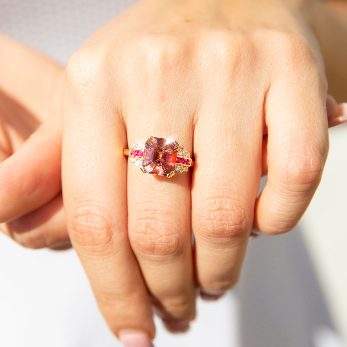 Dorothy 4.21ct Pink Tourmaline Ruby & Diamond 18ct Gold Ring* GTG Rings Imperial Jewellery