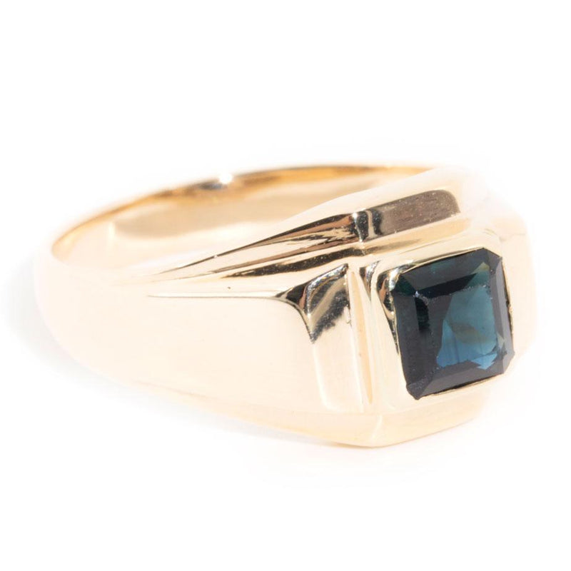 Edmund 9ct Gold Dark Blue Sapphire Vintage Men's Ring (Sarina Check) Rings Imperial Jewellery 