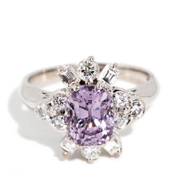 Effie 1990s Spinel & Diamond Cluster Platinum Ring* DRAFT Rings Imperial Jewellery Imperial Jewellery - Hamilton 