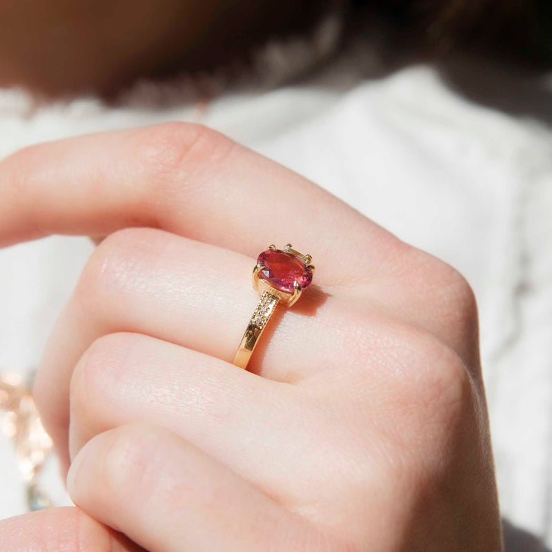 Eilonwy Tourmaline Spinel & Diamond Ring 14ct Gold* DRAFT Rings Imperial Jewellery 