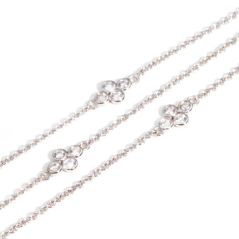 Eire 9ct White Gold Clover Diamond Necklet* GTG Necklaces Imperial Jewellery 