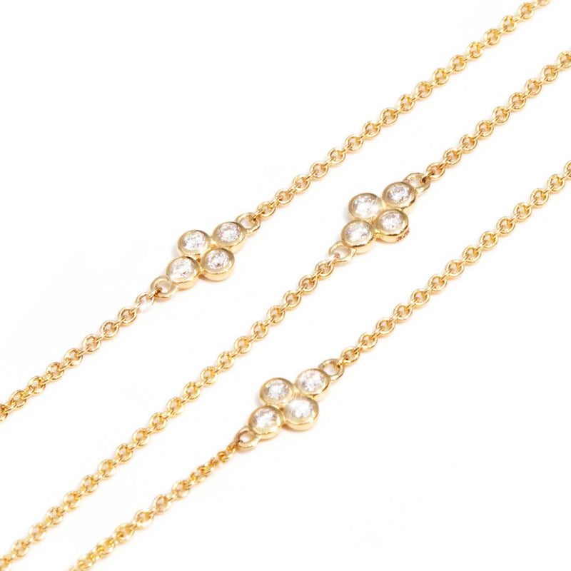 Eire 9ct Yellow Gold Clover Diamond Necklet* GTG Necklaces Imperial Jewellery 
