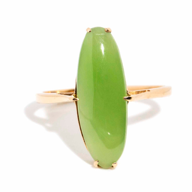 Elea 1970s Nephrite Jade Cabochon Ring 9ct Gold* DRAFT Rings Imperial Jewellery Imperial Jewellery - Hamilton 