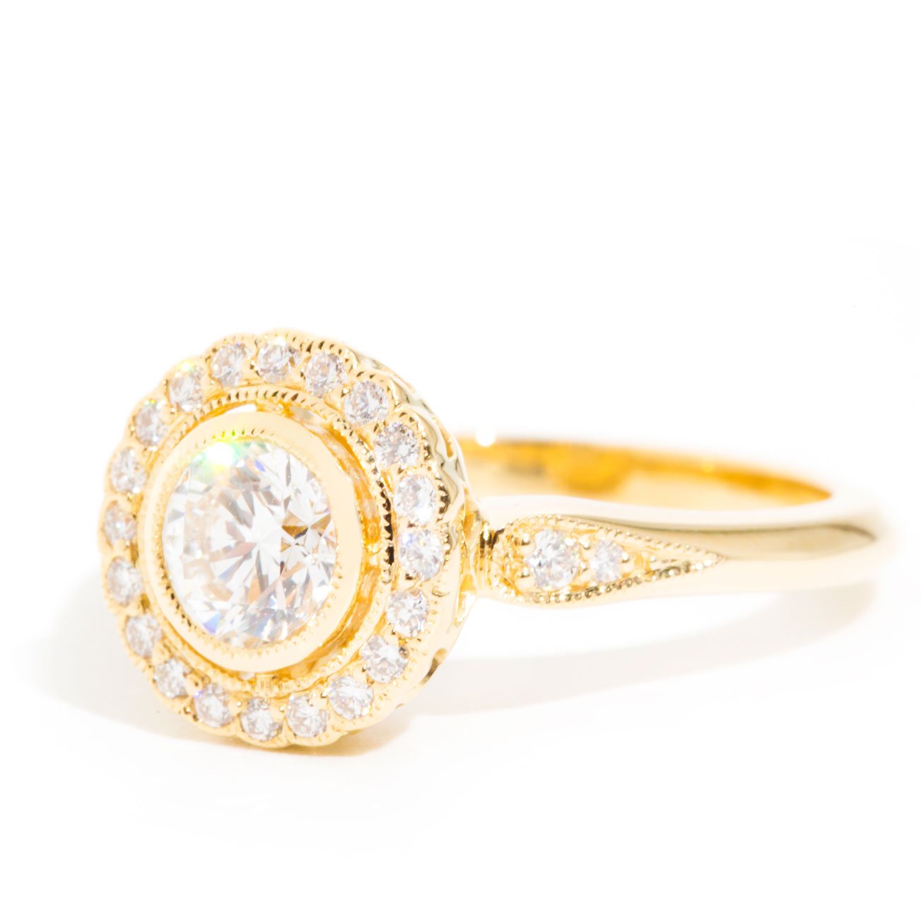 Elin Certified 0.73ct Diamond Contemporary Halo Ring*Gemmo Rings Imperial Jewellery