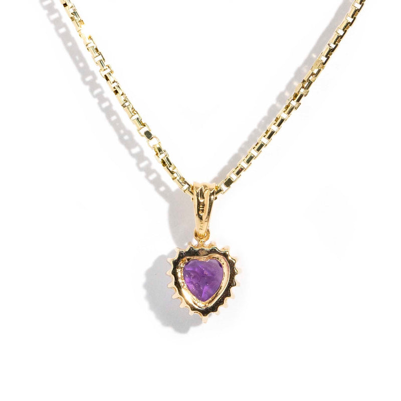 Elise 1990s 14ct Amethyst & Diamond Heart Pendant & Chain* DRAFT Pendants/Necklaces Imperial Jewellery 