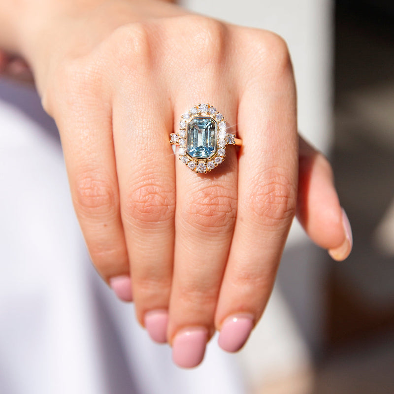 Elissa 3.54ct Aquamarine and Diamond Contemporary 18ct Gold Ring* GTG Rings Imperial Jewellery 