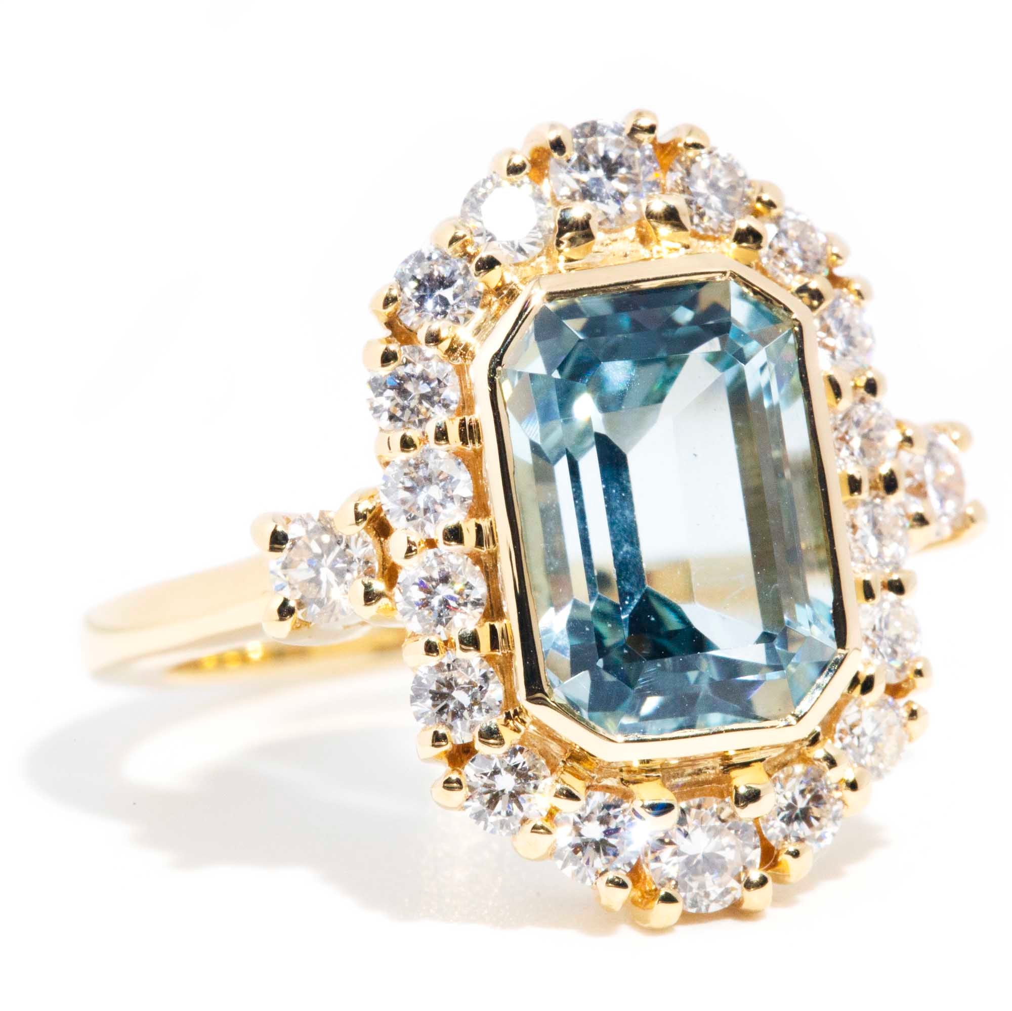 Elissa 3.54ct Aquamarine and Diamond Contemporary 18ct Gold Ring* GTG Rings Imperial Jewellery 