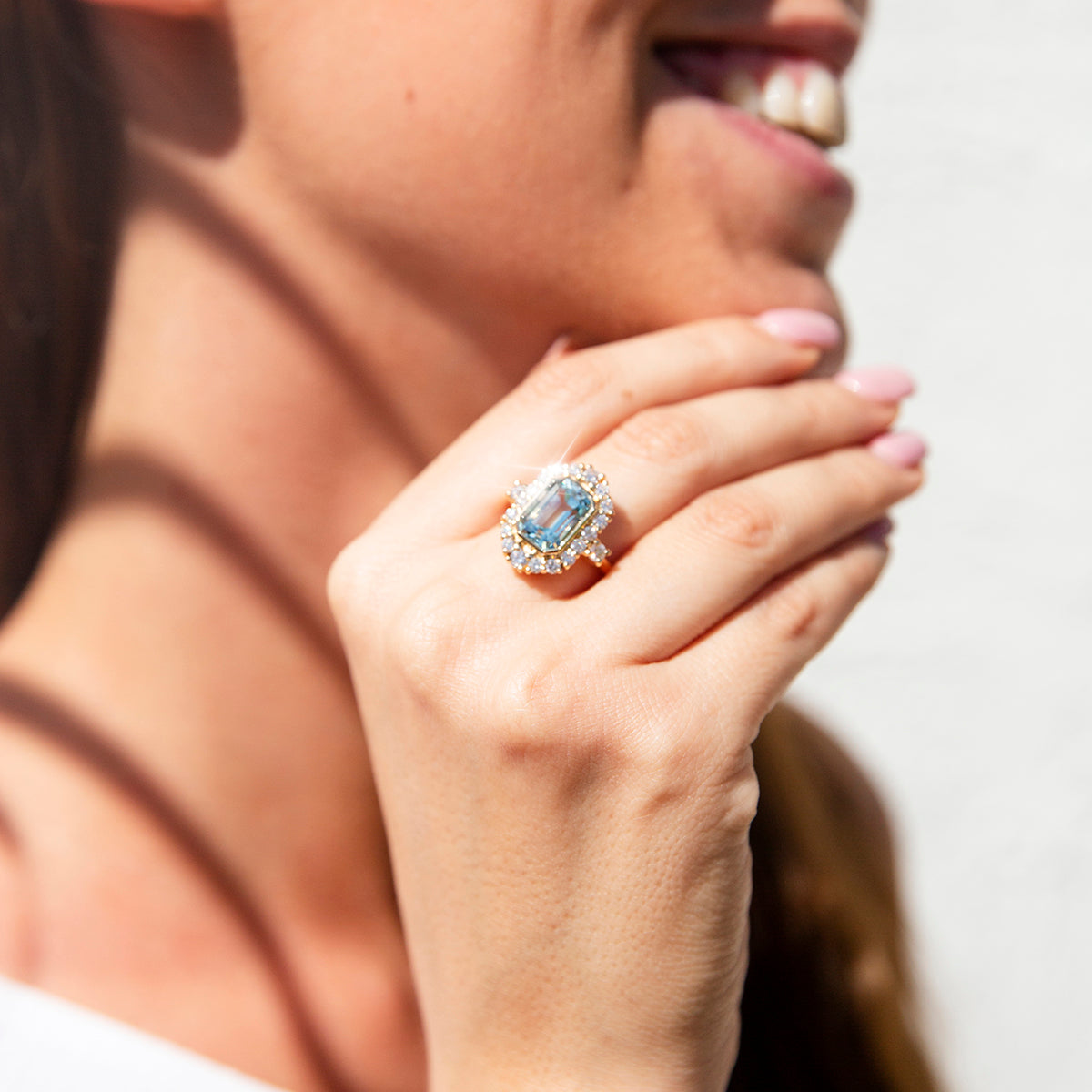 Elissa 3.54ct Aquamarine and Diamond Contemporary 18ct Gold Ring* GTG Rings Imperial Jewellery 