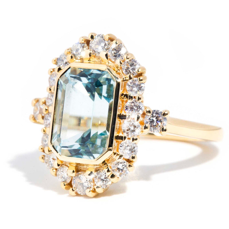 Elissa 3.54ct Aquamarine and Diamond Contemporary 18ct Gold Ring* GTG Rings Imperial Jewellery 