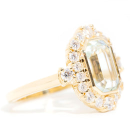Elissa xxxx Carat Emerald Cut Aquamarine & Diamond Ring Rings Imperial Jewellery 