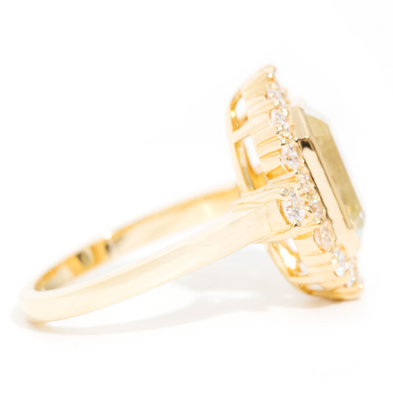 Elissa xxxx Carat Emerald Cut Aquamarine & Diamond Ring Rings Imperial Jewellery 