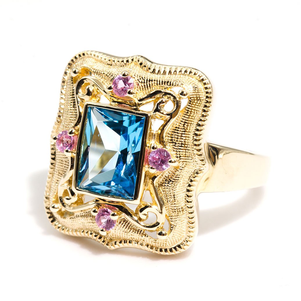 Ella Topaz and Pink Sapphire Vintage Ring Imperial Jewellery - Auctions, Antique, Vintage & Estate 