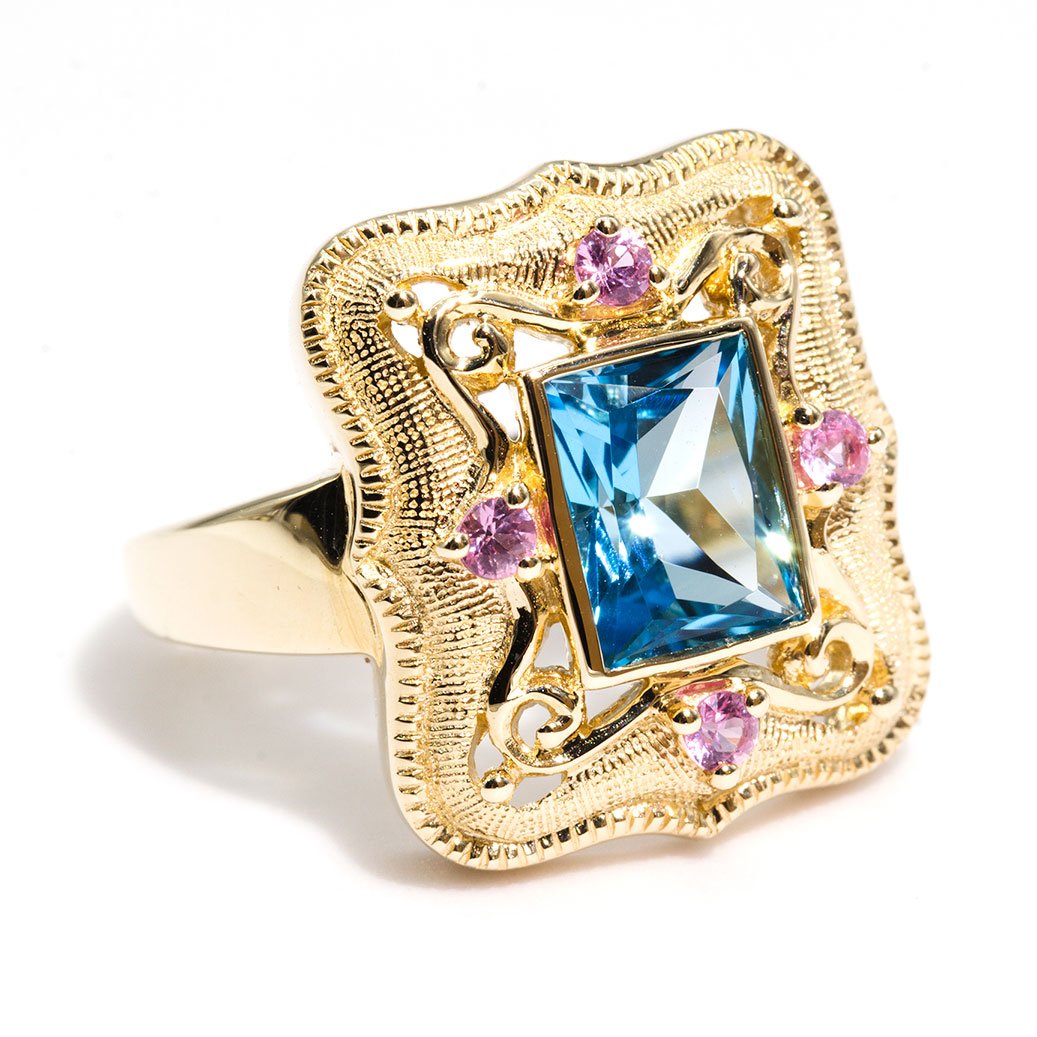 Ella Topaz and Pink Sapphire Vintage Ring Imperial Jewellery - Auctions, Antique, Vintage & Estate 