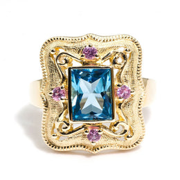 Ella Topaz and Pink Sapphire Vintage Ring Imperial Jewellery - Auctions, Antique, Vintage & Estate 