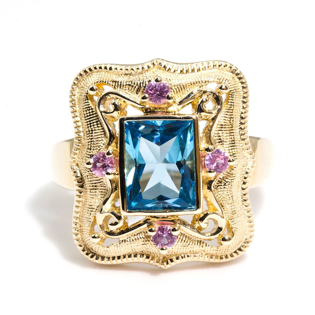 Ella Topaz and Pink Sapphire Vintage Ring Imperial Jewellery - Auctions, Antique, Vintage & Estate 