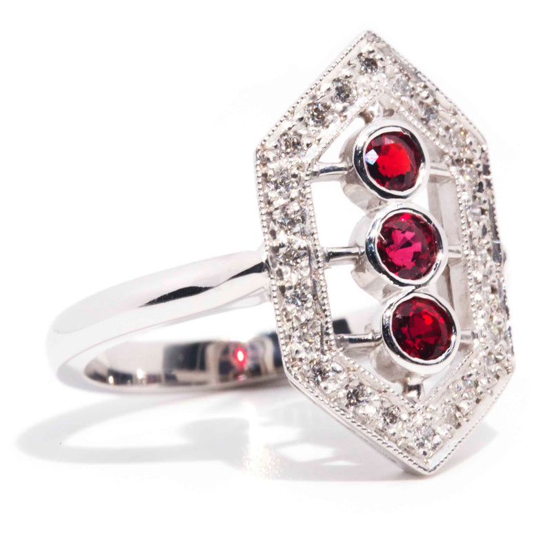 Elora 18ct Gold Ruby & Diamond Vintage Art Deco Ring* Rings Imperial Jewellery 