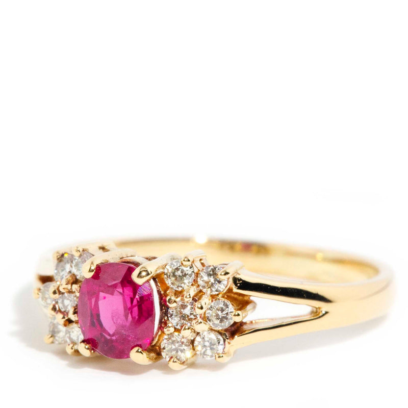 Enid Circa 1980s Ruby & Diamond 18ct Gold Ring Rings Imperial Jewellery 