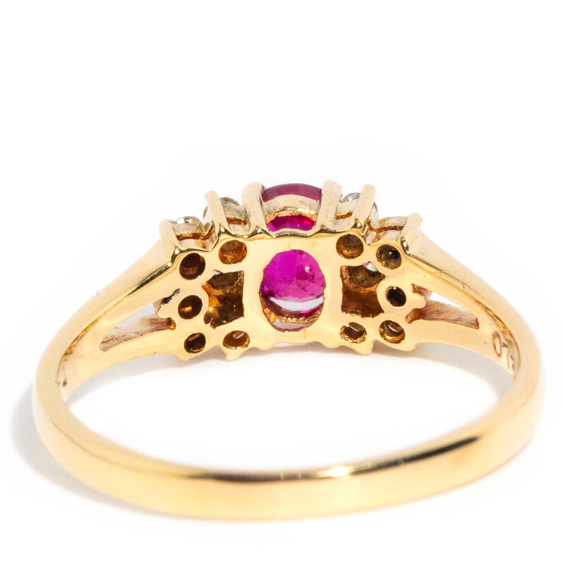 Enid Circa 1980s Ruby & Diamond 18ct Gold Ring Rings Imperial Jewellery 