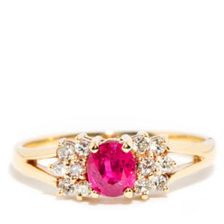 Enid Circa 1980s Ruby & Diamond 18ct Gold Ring Rings Imperial Jewellery Imperial Jewellery - Hamilton 