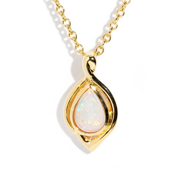 ERI DONE Deni Circa 1990s Crystal Opal Pendant & Chain 18ct Gold Imperial Jewellery 