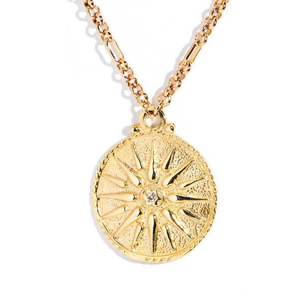 ERI DONE Flannery Diamond Sunshine Disc Pendant & Chain Imperial Jewellery 