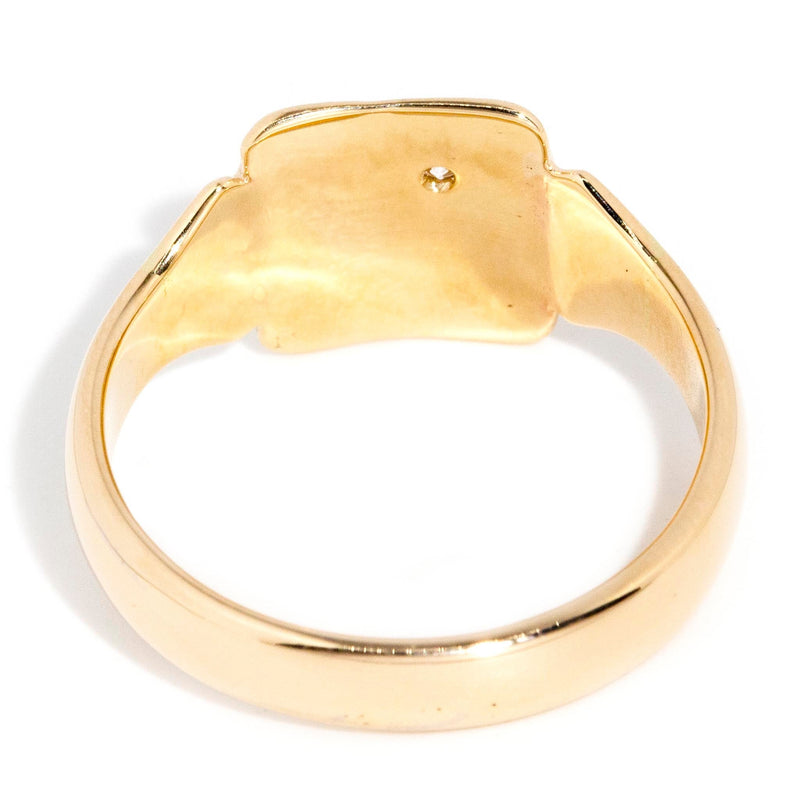 ERI DONE Jared Circa 1980s Diamond Signet Ring 9ct Gold Imperial Jewellery 