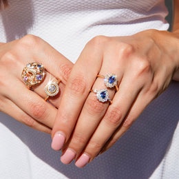 Erin 0.70ct Pear Sapphire & Diamond 18ct Gold Contemporary Halo Ring* GTG Rings Imperial Jewellery 