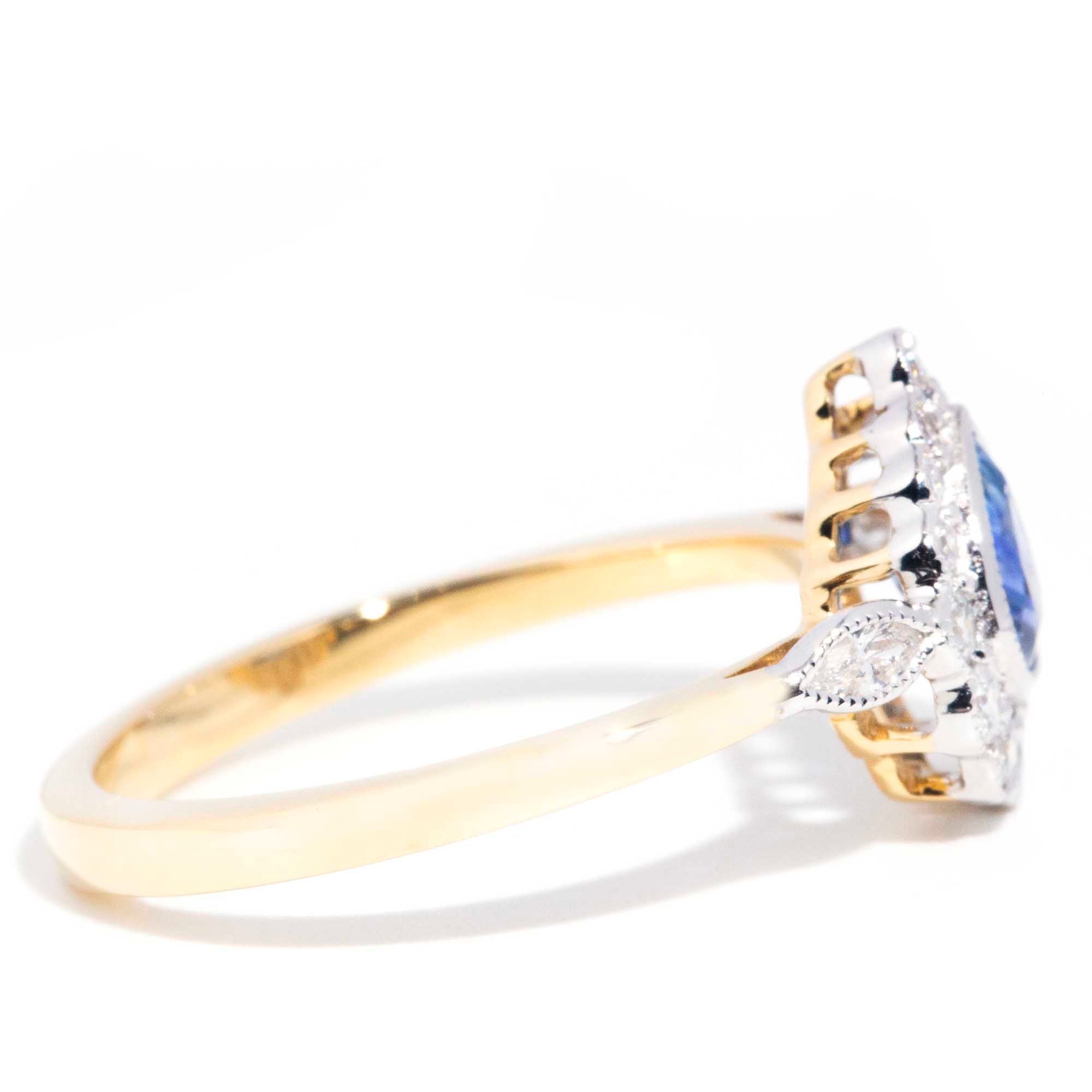 Erin 0.70ct Pear Sapphire & Diamond 18ct Gold Contemporary Halo Ring* GTG Rings Imperial Jewellery 