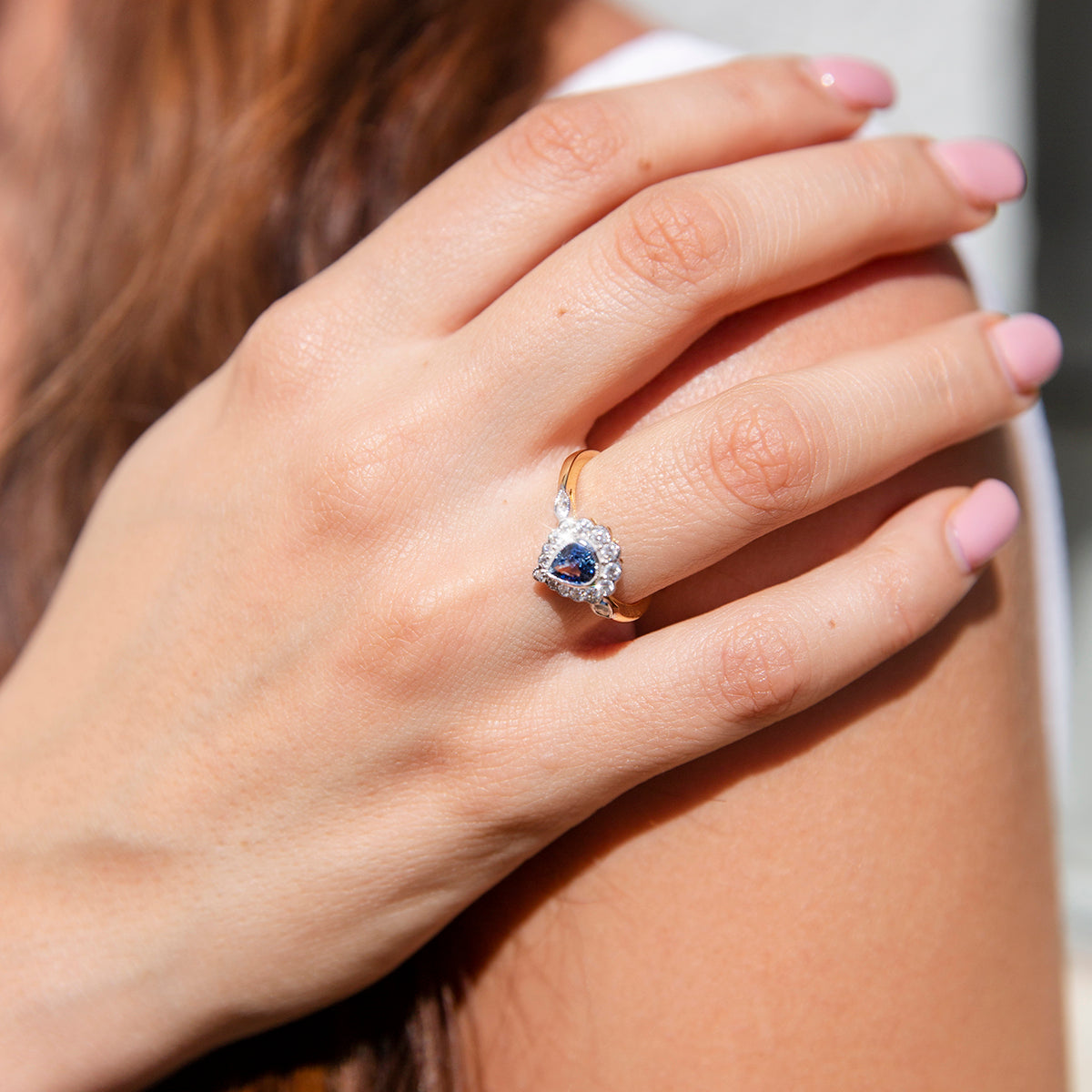 Erin 0.70ct Pear Sapphire & Diamond 18ct Gold Contemporary Halo Ring* GTG Rings Imperial Jewellery 