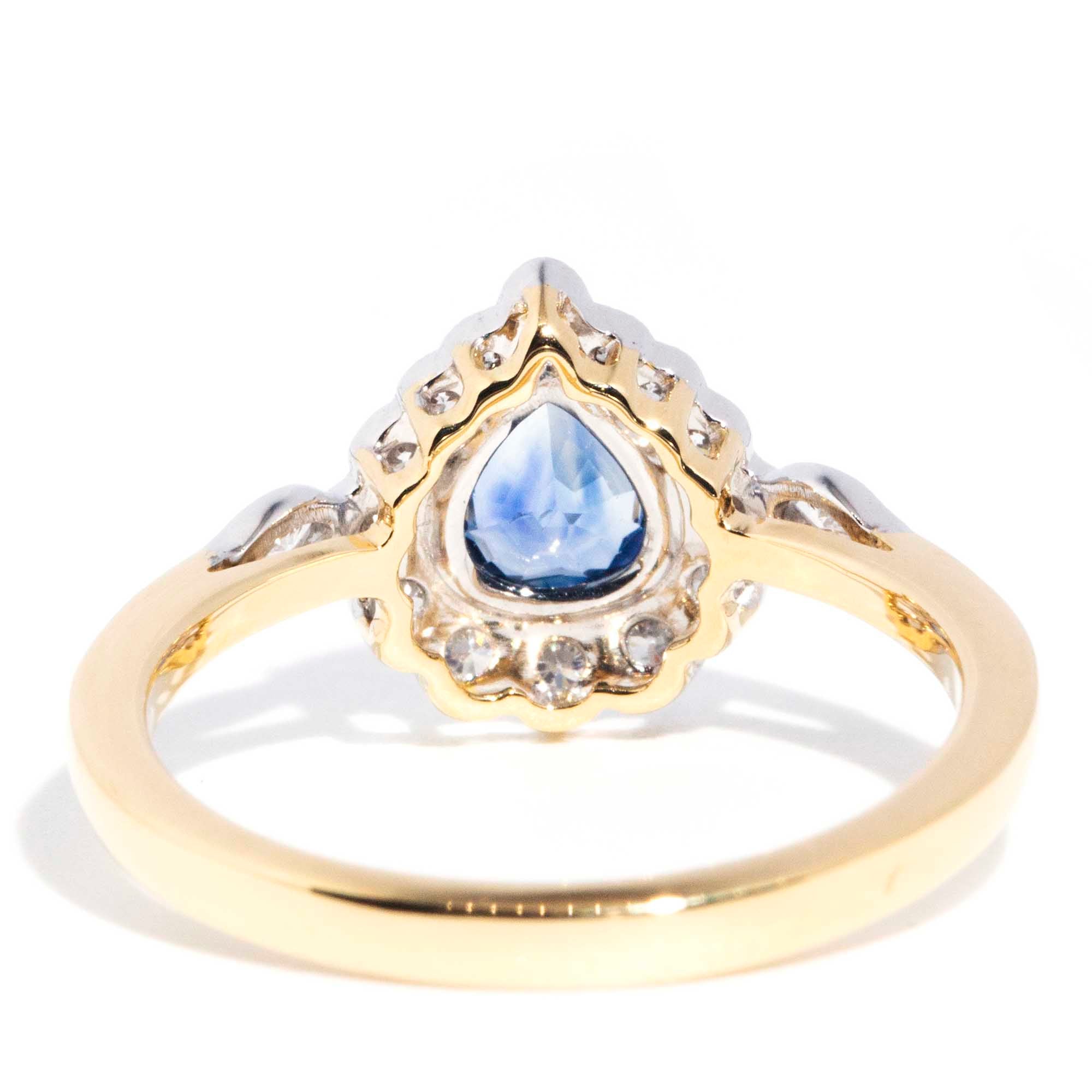 Erin 0.70ct Pear Sapphire & Diamond 18ct Gold Contemporary Halo Ring* GTG Rings Imperial Jewellery 