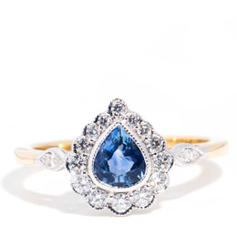 Erin 0.70ct Pear Sapphire & Diamond 18ct Gold Contemporary Halo Ring* GTG Rings Imperial Jewellery Imperial Jewellery - Hamilton 